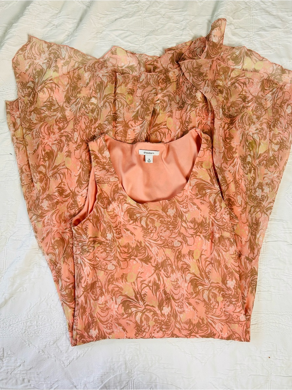 dressbarn Peachy Coral Floral Print dress